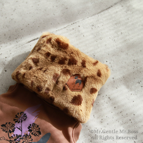 エコーファー☆Beige☆レオパード柄 ネックウォーマー 犬服 ペット服