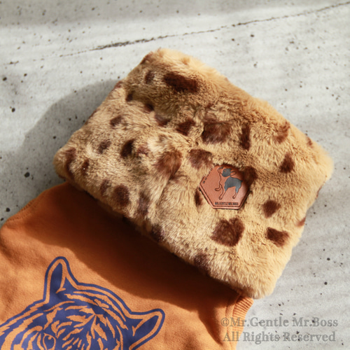 エコーファー☆Beige☆レオパード柄 ネックウォーマー 犬服 ペット服