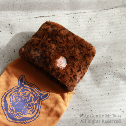 エコーファー☆Brown☆レオパード柄 ネックウォーマー 犬服 ペット服