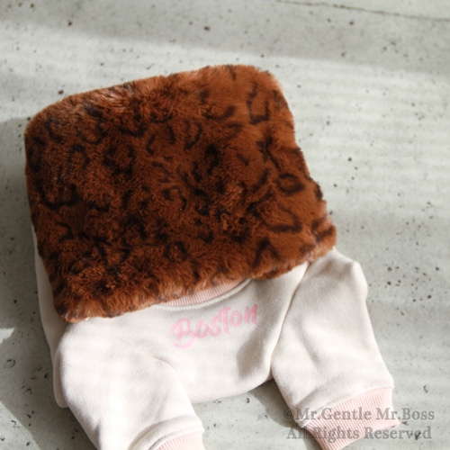 エコーファー☆Brown☆レオパード柄 ネックウォーマー 犬服 ペット服