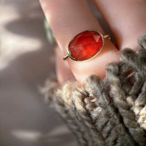 受注制作】ヘソナイトガーネット × ローズカットクォーツ ダブレット