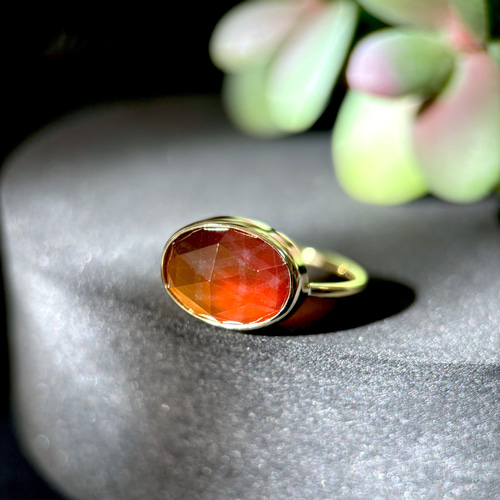 受注制作】ヘソナイトガーネット × ローズカットクォーツ ダブレット