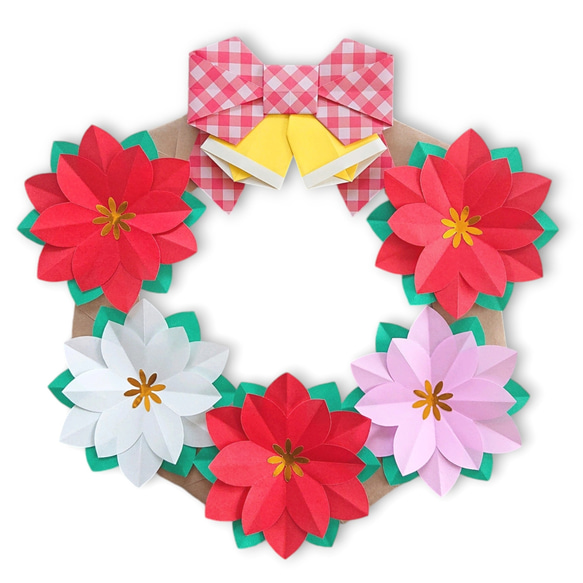 商品名【紗蘭】あいみょん❤ポインセチアのクリスマスフラワーリース ポインセチアのHAPPYクリスマスリース｜Fla-co（フラコ