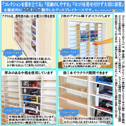 ミニカー収納６４台・大型サイズ収納 アクリル障子付 ホワイト色塗装 日本製 ミニカー収納64台・大型サイズ収納 アクリル障子付 ホワイト色塗装