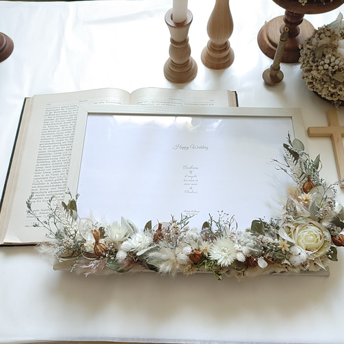 A4サイズ】ドライフラワーのフォトフレーム ウェルカムボード