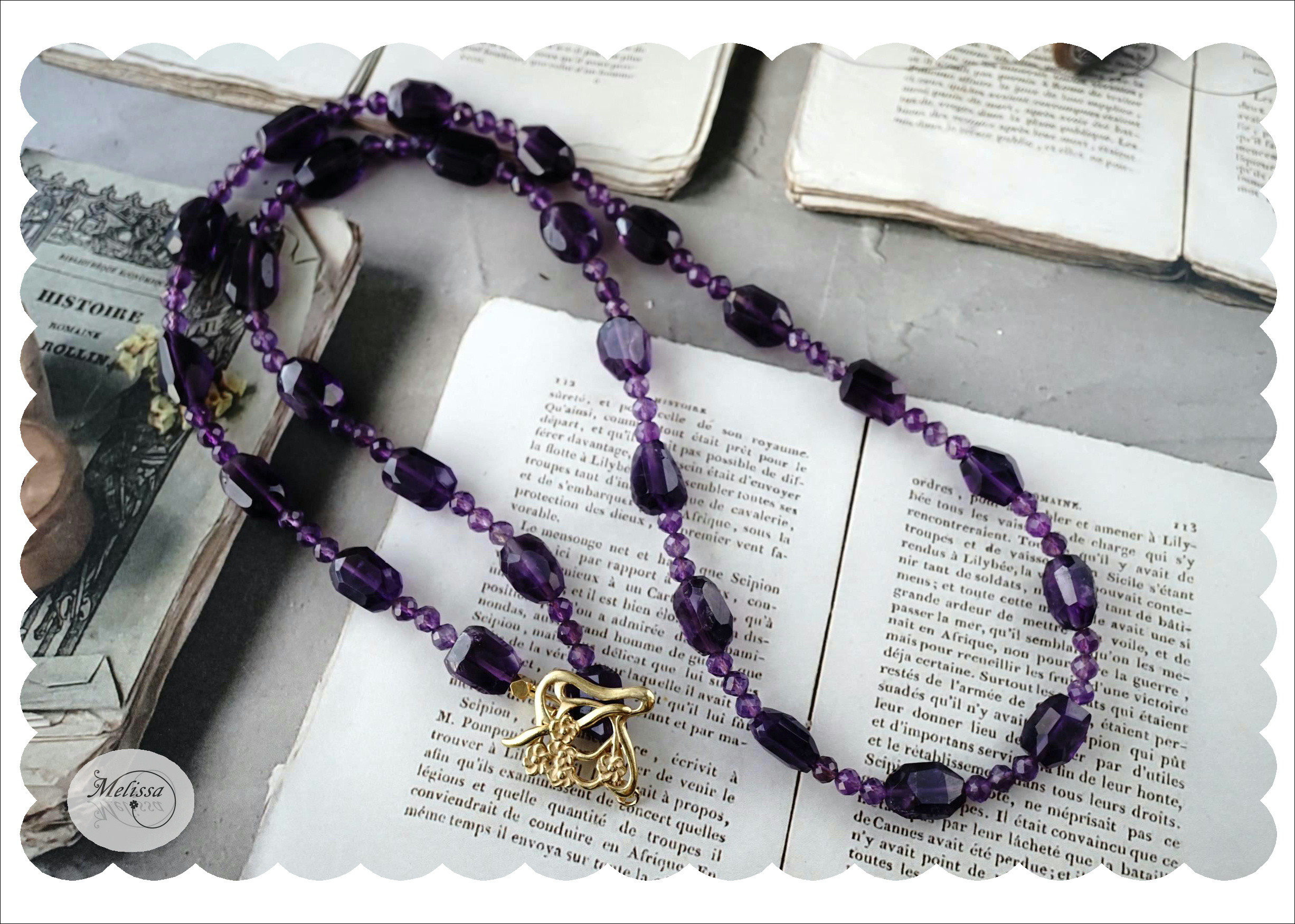 アメシストのタンブルカットネックレス