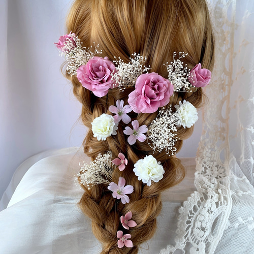 ヘッドドレス ブライダル ウエディング 結婚式 かすみ草 ヘッドドレス ブライダル ウエディング 結婚式 かすみ草