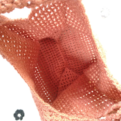 スカラップニットバック  編み物 手編み サブバッグ フリル レジ袋型 3枚目の画像
