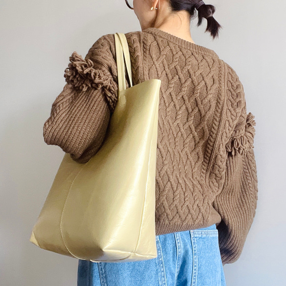 OTONA eco-bag VMサイズ プラチナゴールド　本革製  トートバッグ 8枚目の画像
