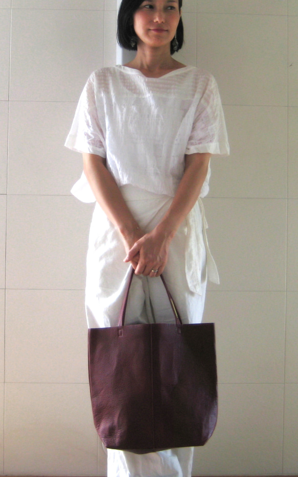 OTONA eco-bag VMサイズ プラチナゴールド　本革製  トートバッグ 10枚目の画像