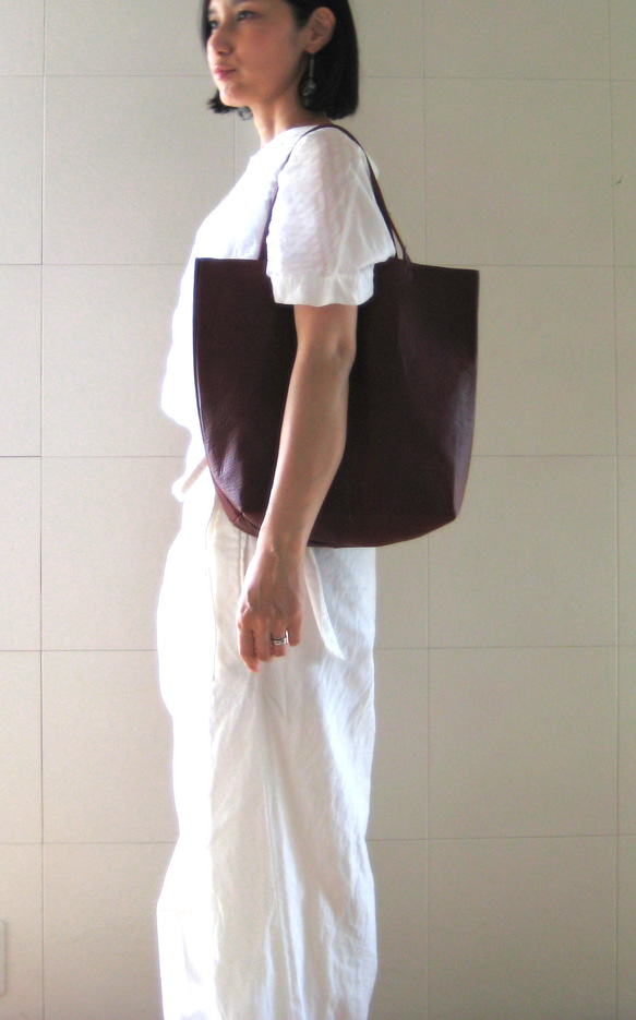 OTONA eco-bag VMサイズ プラチナゴールド　本革製  トートバッグ 13枚目の画像