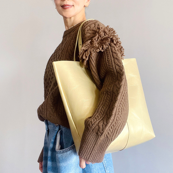 OTONA eco-bag VMサイズ プラチナゴールド　本革製  トートバッグ 5枚目の画像