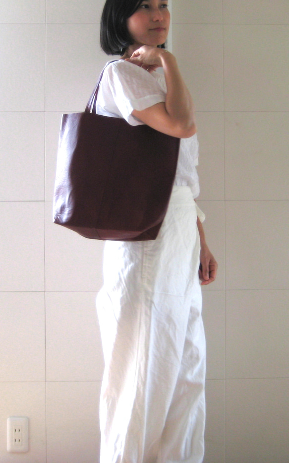 OTONA eco-bag VMサイズ プラチナゴールド　本革製  トートバッグ 12枚目の画像