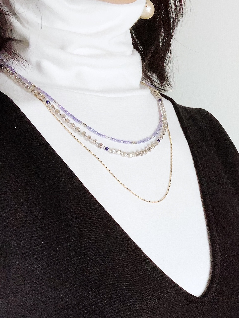 【12月の誕生石】幸運石ラピスラズリ・3連ネックレス（48cm〜73cm長さ調整可）