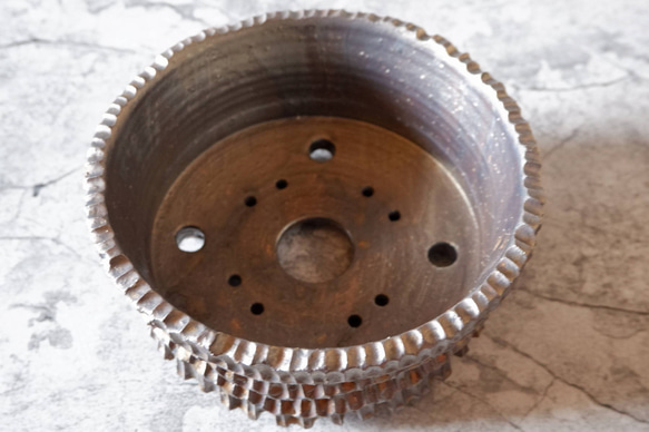 7.5号燻し金彩盆栽鉢669　塊根植物　多肉植物　盆栽　植木鉢　作家鉢　鉢皿　沖縄 4枚目の画像