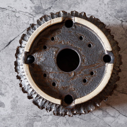 7.5号燻し金彩盆栽鉢669　塊根植物　多肉植物　盆栽　植木鉢　作家鉢　鉢皿　沖縄 7枚目の画像