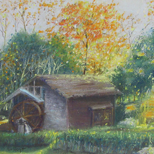 森林の風景 パステル画 原画 オイルパステル画 草原の風景 風景画 - メルカリ