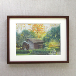 内灘砂丘・夕焼け（パステル画・マット紙付き）額縁：大衣 絵画