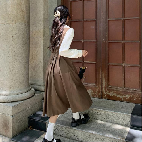 大きいサイズ レディース 秋 冬 ワンピース 重ね着風 新品 長袖