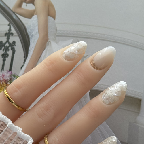 51))ストーンネイル フレンチガーリー ネイルチップ ブライダルネイル 結婚式 51))ストーンネイル フレンチガーリー ネイルチップ ブライダル