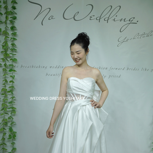 ウエディングドレス.白.Aライン.サテン.リボン.パニエ付き.結婚 ウエディングドレス.白.Aライン.サテン.リボン.パニエ付き.結婚