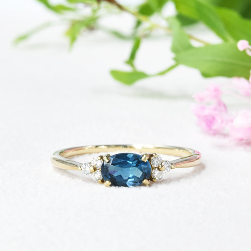 ロンドンブルートパーズ リング K10 ホワイトゴールド 16号 約4×6mm