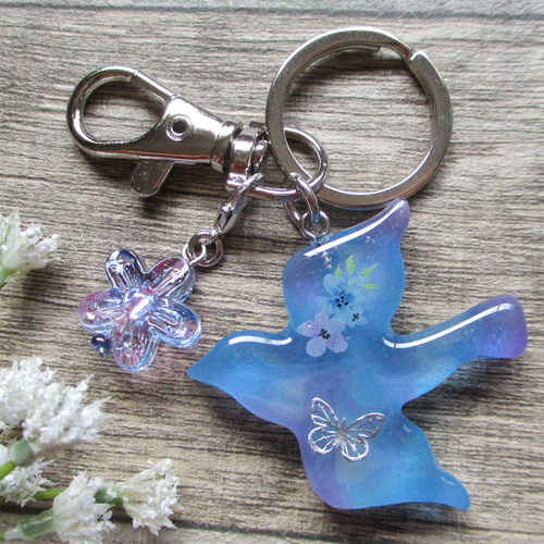 受注製作♪パープル桜のパールバッグチャーム(アメジスト入り☆) 受注製作♪パープル桜のパールバッグチャーム(アメジスト入り☆)