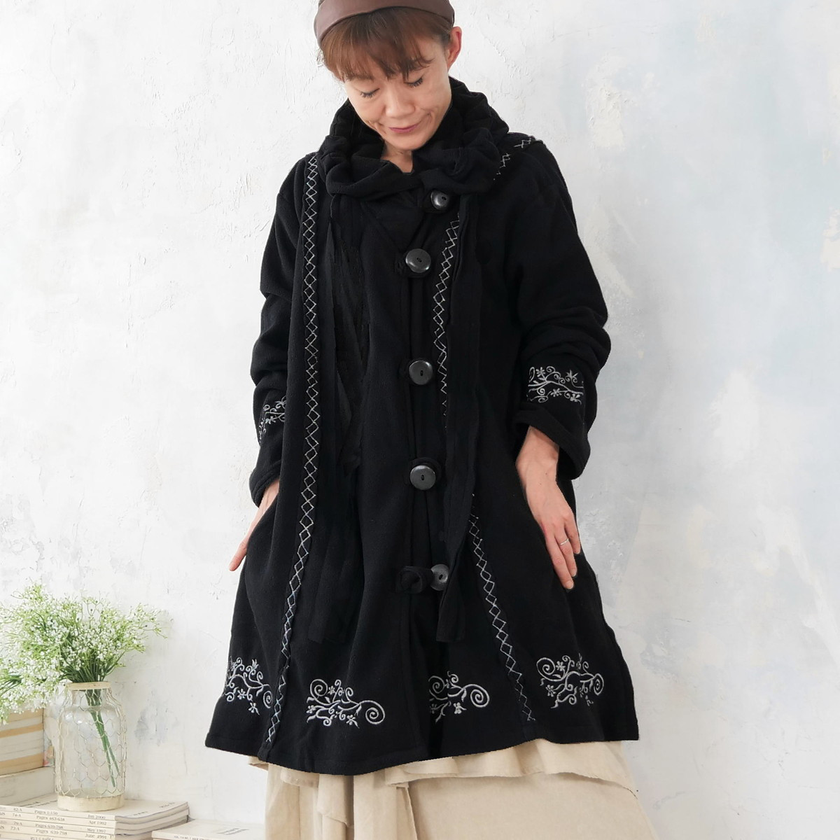 【美品】デシグアル　ナイロンスカート　ボタニカル　ロングコート