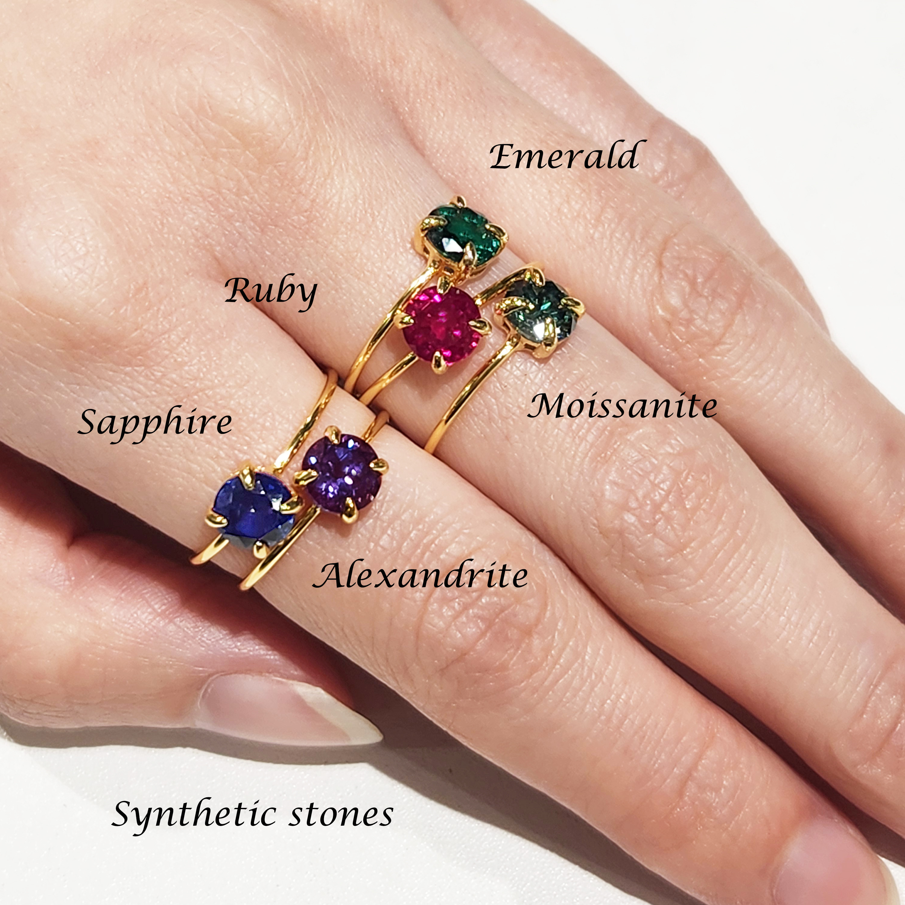 大粒！シンセティックエメラルドの一粒リング　～Synsetic Emerald