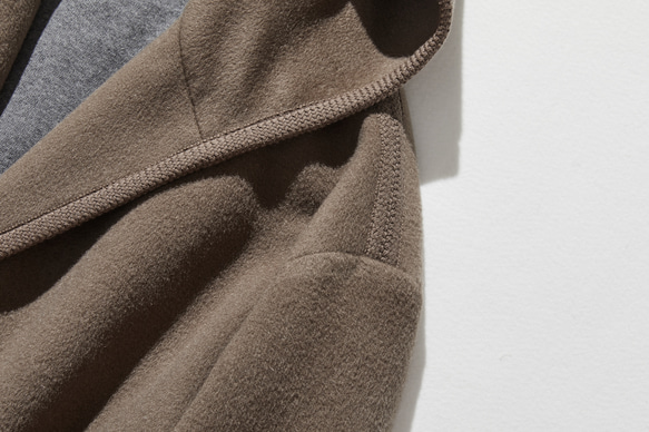 暖かくセンスを高める　フード付きアウター　ウールコート　241018-1 4枚目の画像