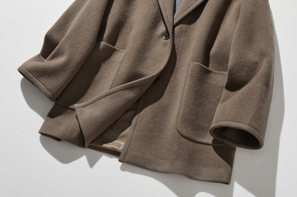 暖かくセンスを高める　フード付きアウター　ウールコート　241018-1 3枚目の画像