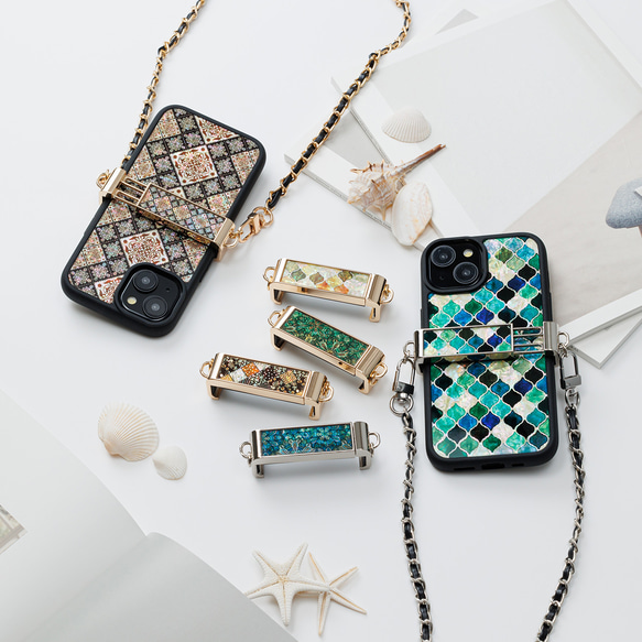 天然貝殼藝術與珍珠母貝★背夾、智慧型手機夾、肩夾|只需夾住您的智慧型手機 [15 種類型可供選擇] 第1張的照片