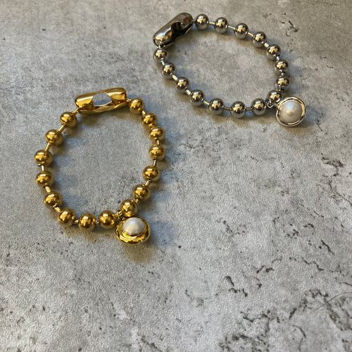 Shashi ブレスレット チェーン バングル ボールチェーン 3本SET K10カットボールチェーン3連 ブレスレット（ブレスレット