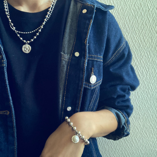 ーpearl×ball chain braceletー サージカルステンレス チェーン