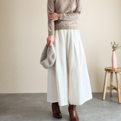 ウール混 起毛リネン 静電気が起きにくいあったかパンツ タック