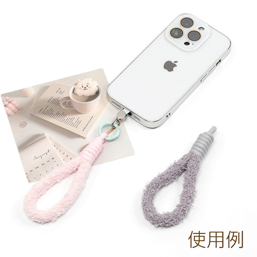 BL257 3個 スマホハンドストラップ スマホパラコード もこもこ
