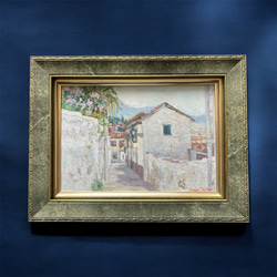 旅の途中(油絵SM、原画、スペイン、グラナダ、額付き) 絵画 アトリエま