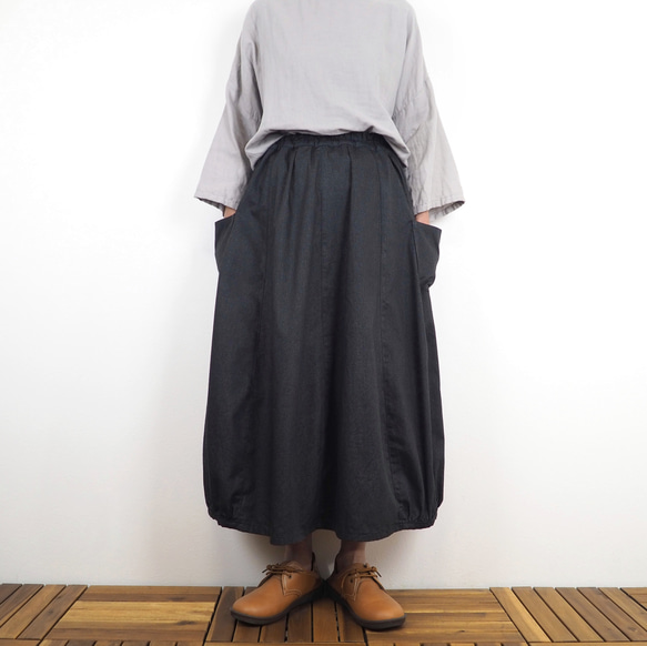 Hinamiバルーンスカート（綿オックス チャコール）【受注生産対応