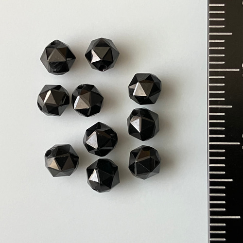 10粒 天然石ビーズ ハンドメイド素材 ブラックスピネル スターラウンド 