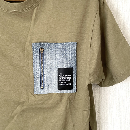 デニムジップポケットTシャツ】リメイク ハンドメイド半袖 夏服