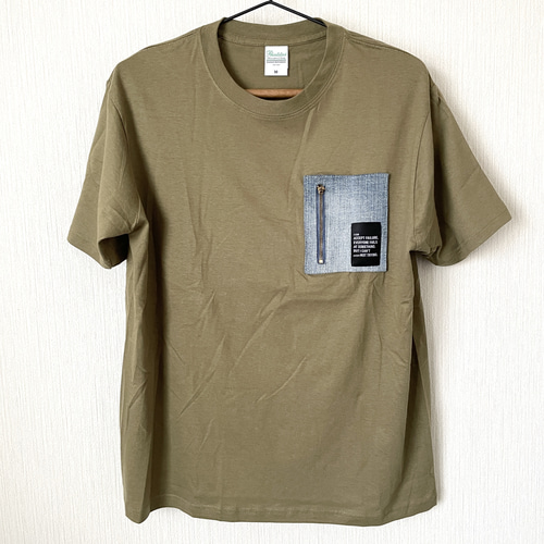デニムジップポケットTシャツ】リメイク ハンドメイド半袖 夏服