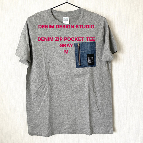 デニムジップポケットTシャツ】 半袖 クルーネック 夏服 リメイク  