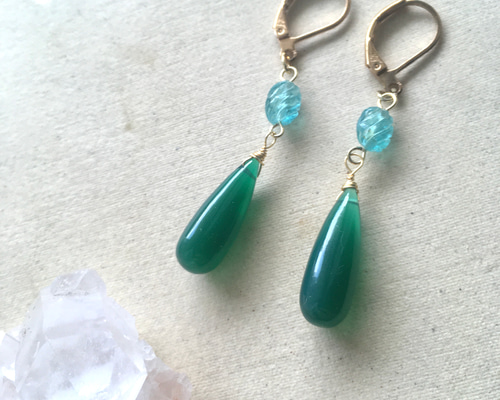 グリーンオニキス と アパタイト の ピアス☆イヤリング 天然石 ピアス