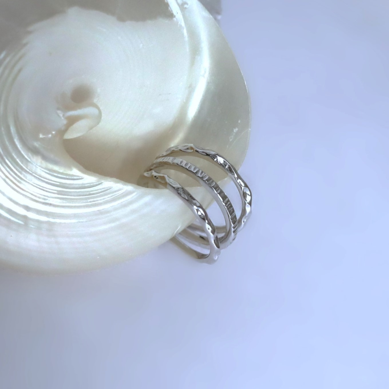 ロジウム Wave＆light3連イヤーカフsilver925