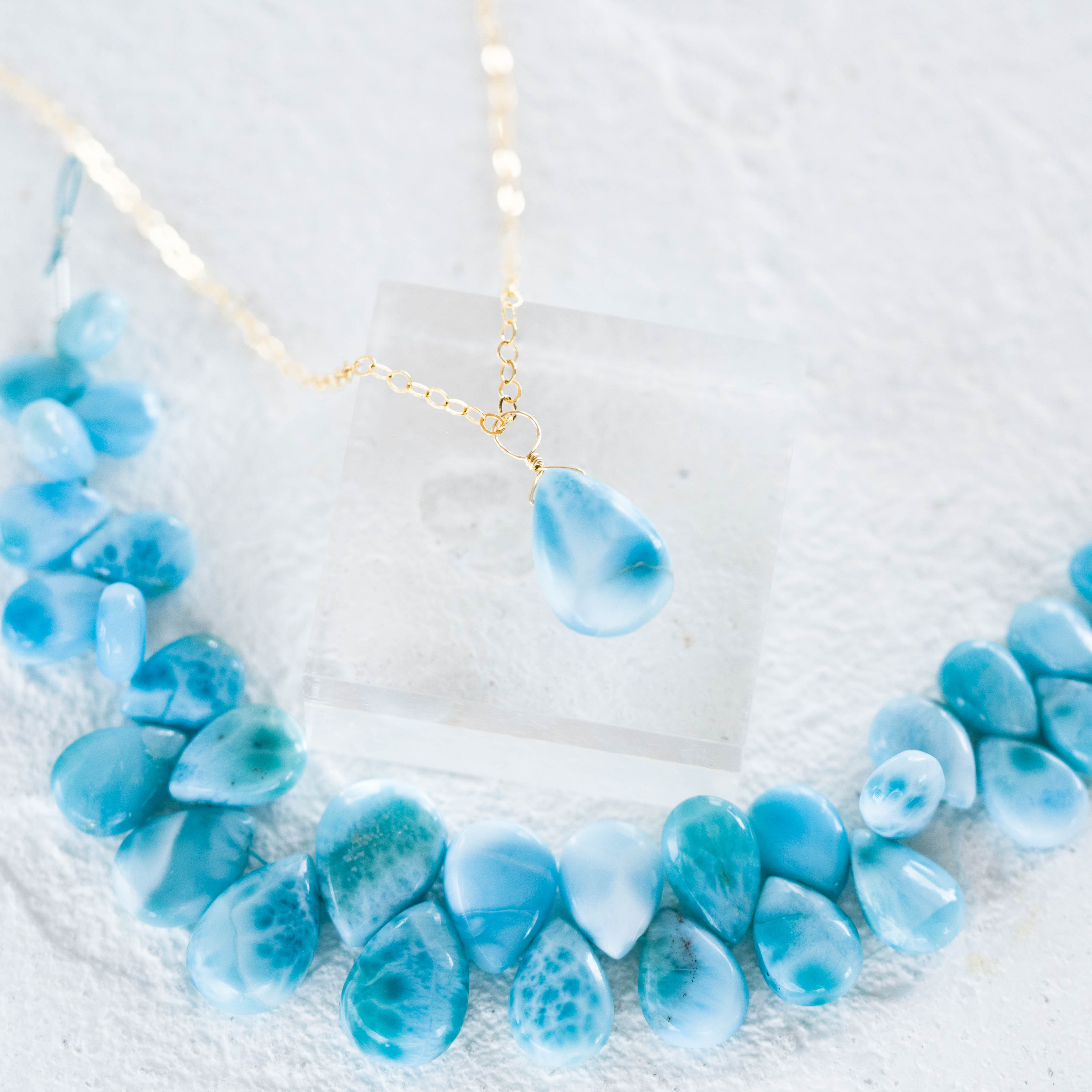 Creema特集掲載♡早割新春福袋2026☆希少高品質ドミニク共和国ラリマースムースペア★ペンダントとピアスのセット