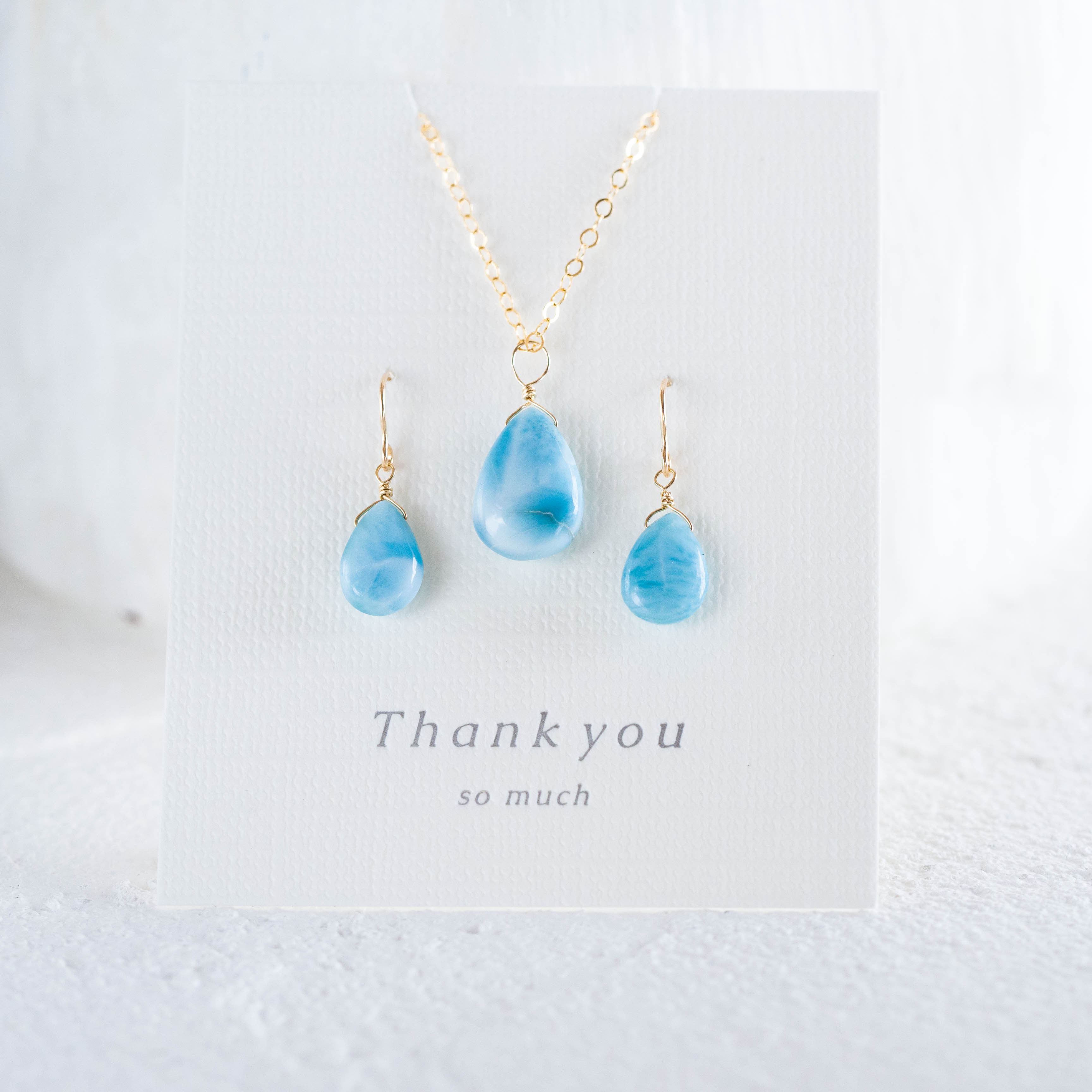 Creema特集掲載♡早割新春福袋2026☆希少高品質ドミニク共和国ラリマースムースペア★ペンダントとピアスのセット