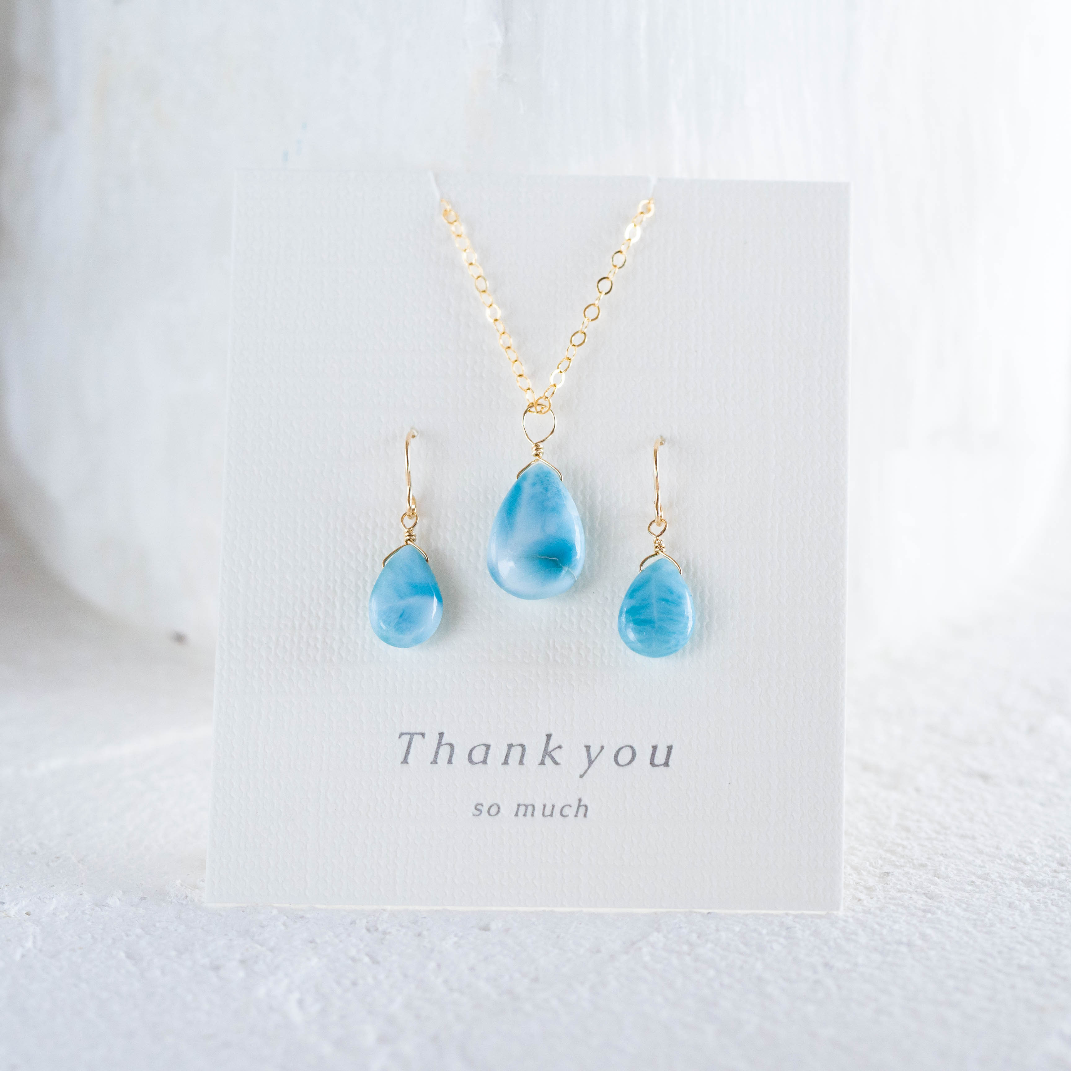 Creema特集掲載♡早割新春福袋2026☆希少高品質ドミニク共和国ラリマースムースペア★ペンダントとピアスのセット