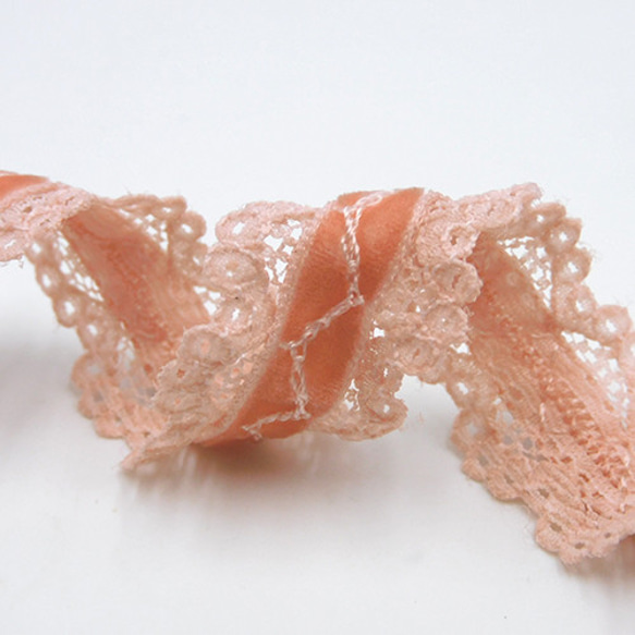 ベルベット＆レースリボン（Pink / ピンク）20mm×50cm 3枚目の画像