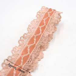 ベルベット＆レースリボン（Pink / ピンク）20mm×50cm 4枚目の画像