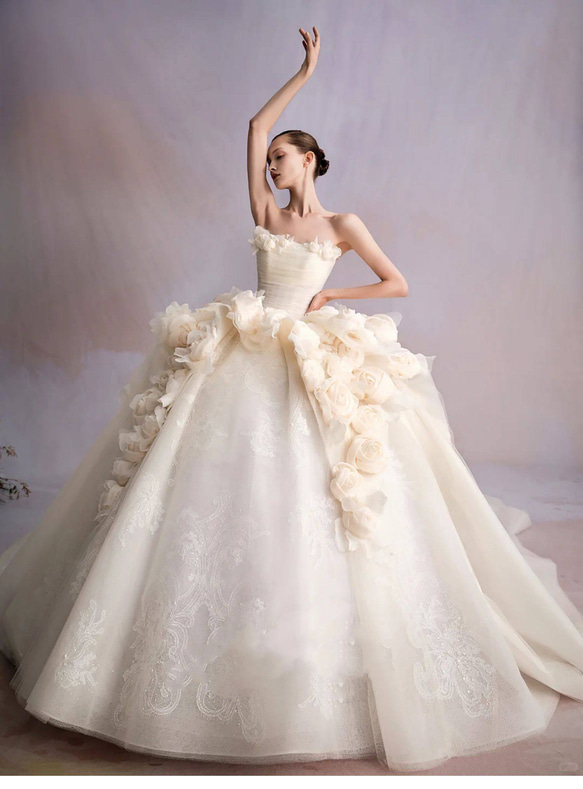 新品 大人かわいいの花びらとパールで可憐な花嫁に KH-9015 pink – カラードレス | ブライダルナガノ・コスチューム